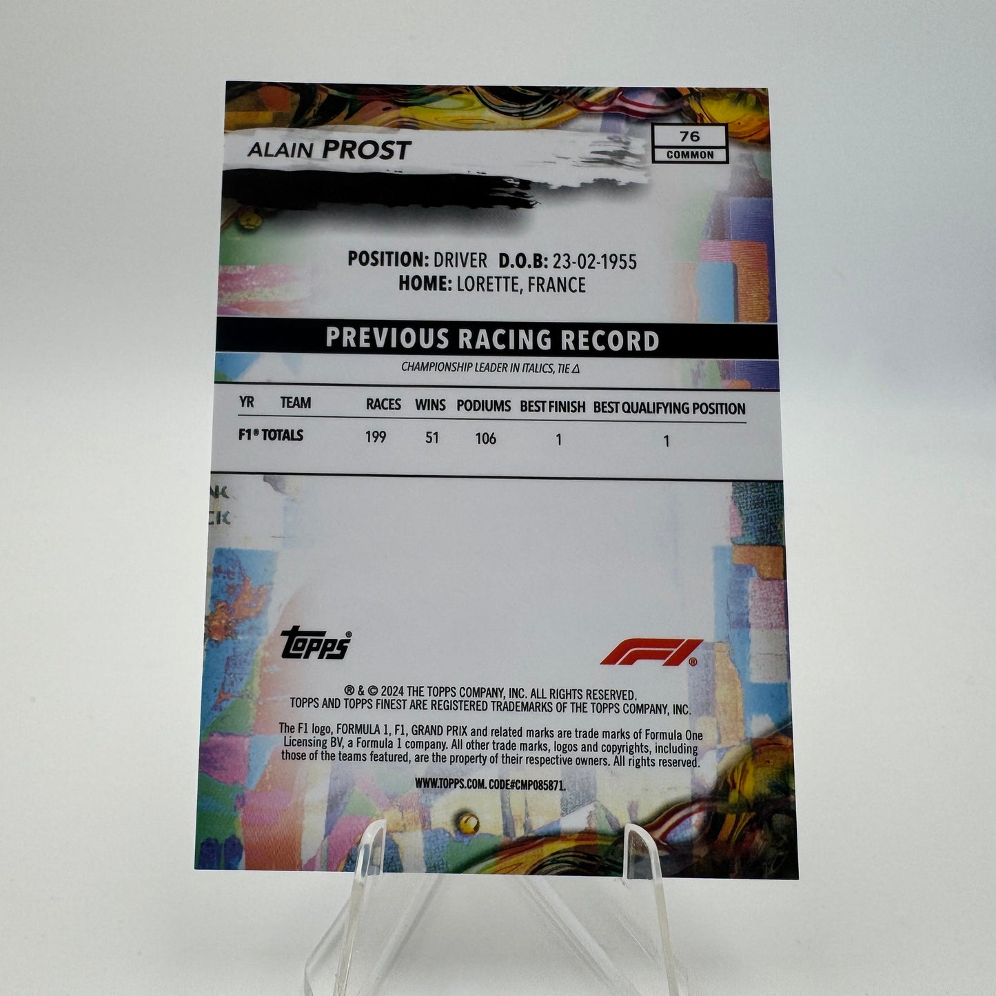 Alain Prost - Topps Finest F1 2024 - 147/150