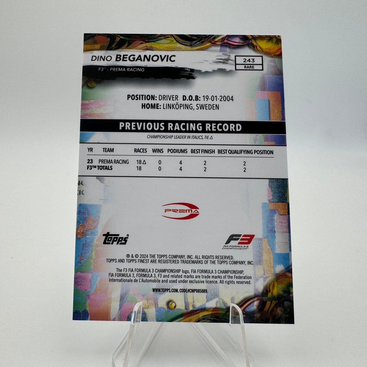 Dino Beganovic - Prema Racing - Topps Finest F1 2024 - 47/99