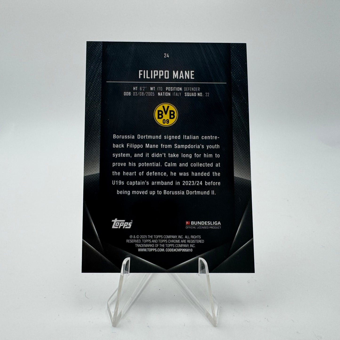 Filippo Mane RC - Borussia Dortmund - Topps Midnight Bundesliga 24-25 - 42/49