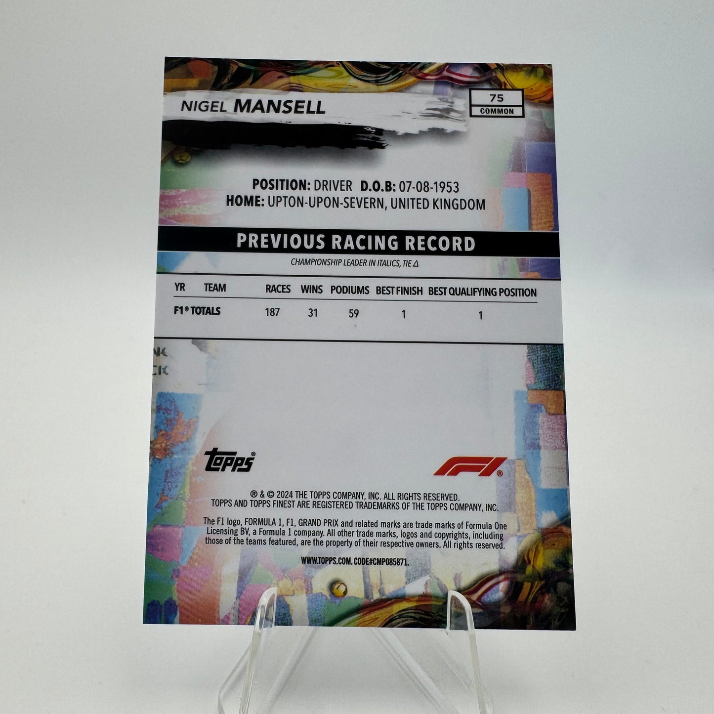 Nigel Mansell - Topps Finest F1 2024 - 172/200