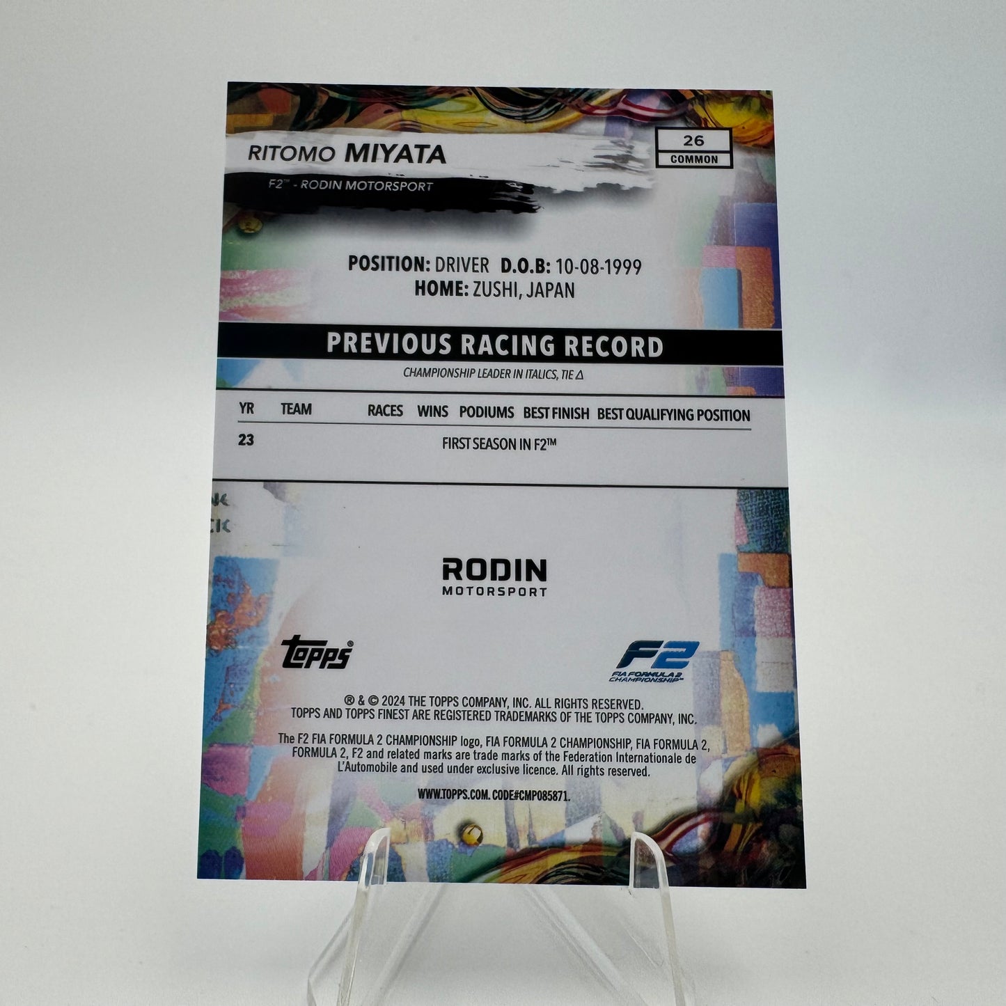Ritomo Miyata - Rodin Motorsport - Topps Finest F1 2024 - 035/200