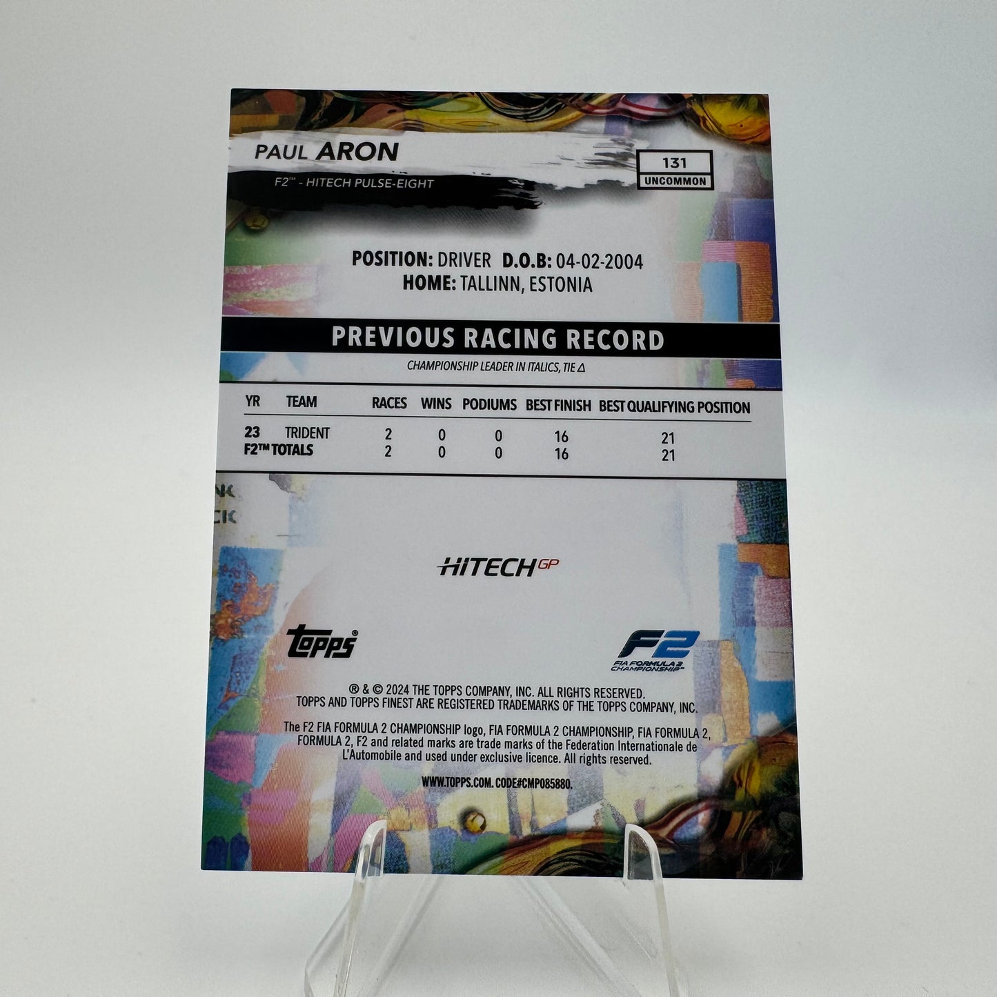Paul Aron - Hitech - Topps Finest F1 2024 - 054/150