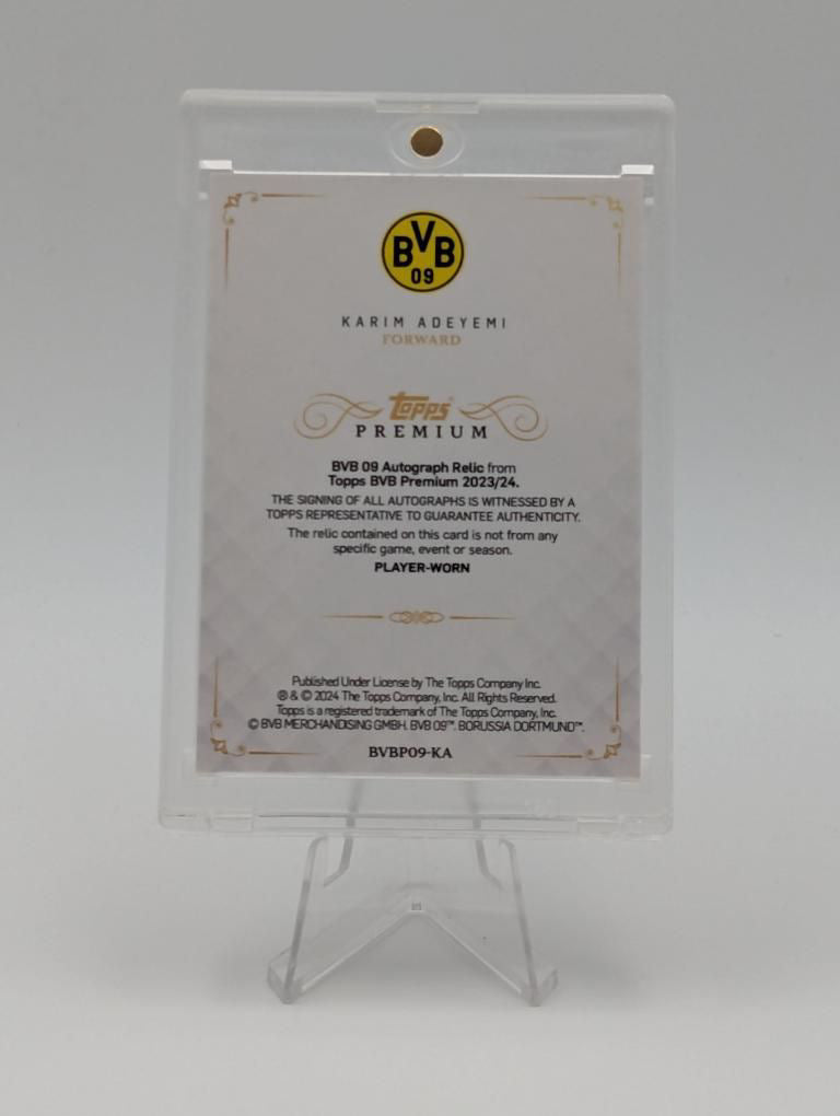 Karim Adeyemi - Borussia Dortmund - Topps Premium Dortmund 2024 - Auto/Relic - 03/10