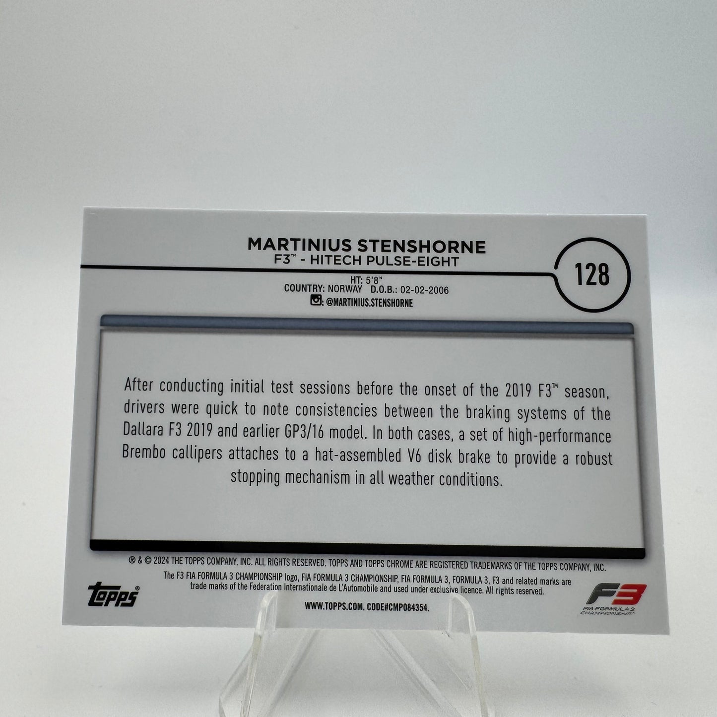 Martinius Stenshorne - Hitech - Topps Chrome F1 2024 - 103/299