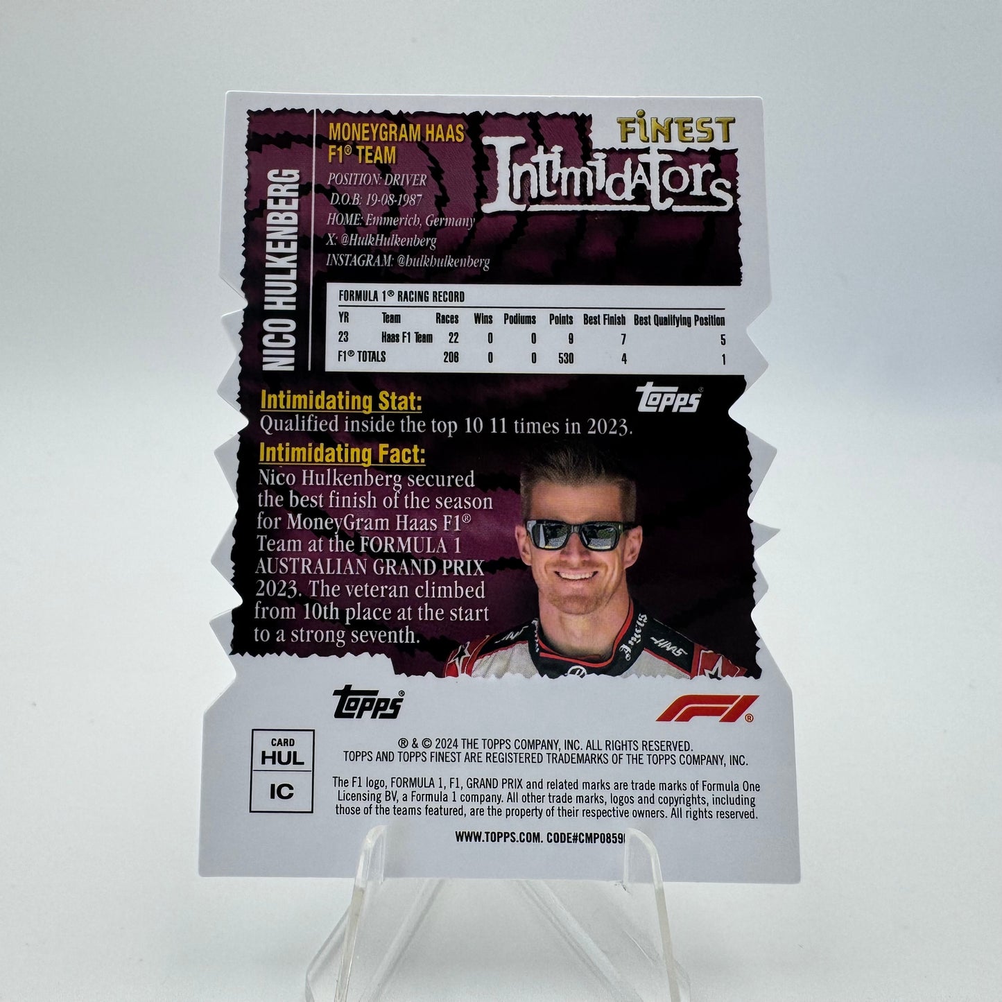 Nico Hulkenberg - Haas - Topps Finest F1 2024 - Die Cut 34/74