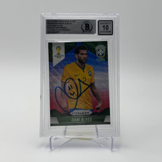 Dani Alves - Brazil - Panini Prizm World Cup Brasil - Authentic Auto - Beckett 10