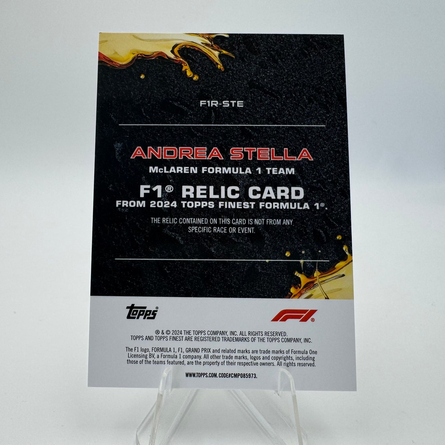 Andrea Stella - McLaren - Topps Finest F1 2024 - Relic 08/50