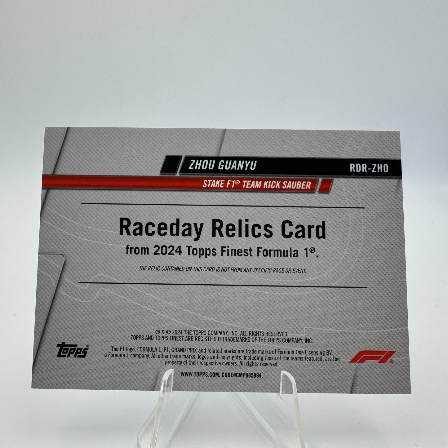 Zhou Guanyu - Sauber - Topps Finest F1 2024 - Relic 27/99