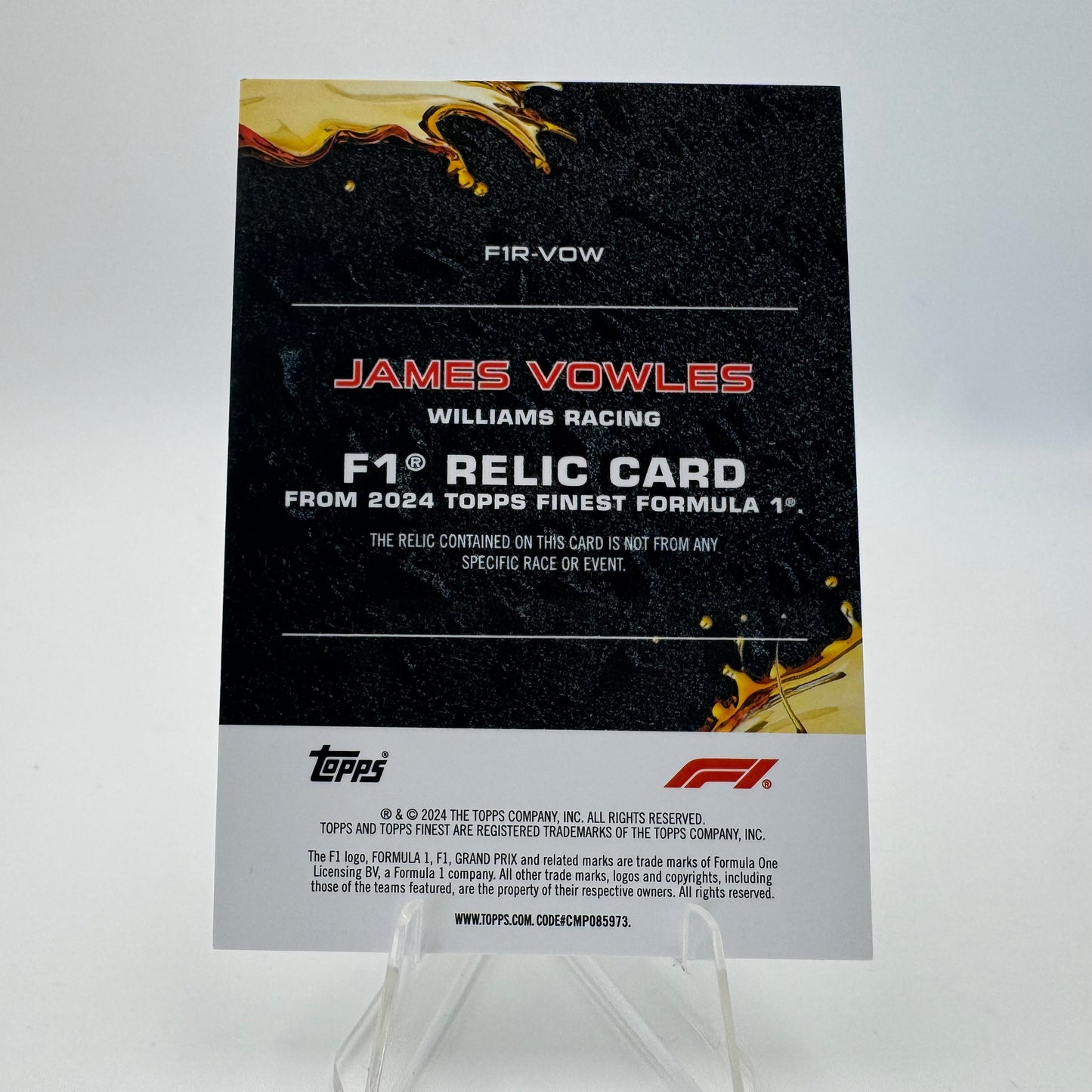 James Vowles - Williams - Topps Finest F1 2024 - Relic 01/25