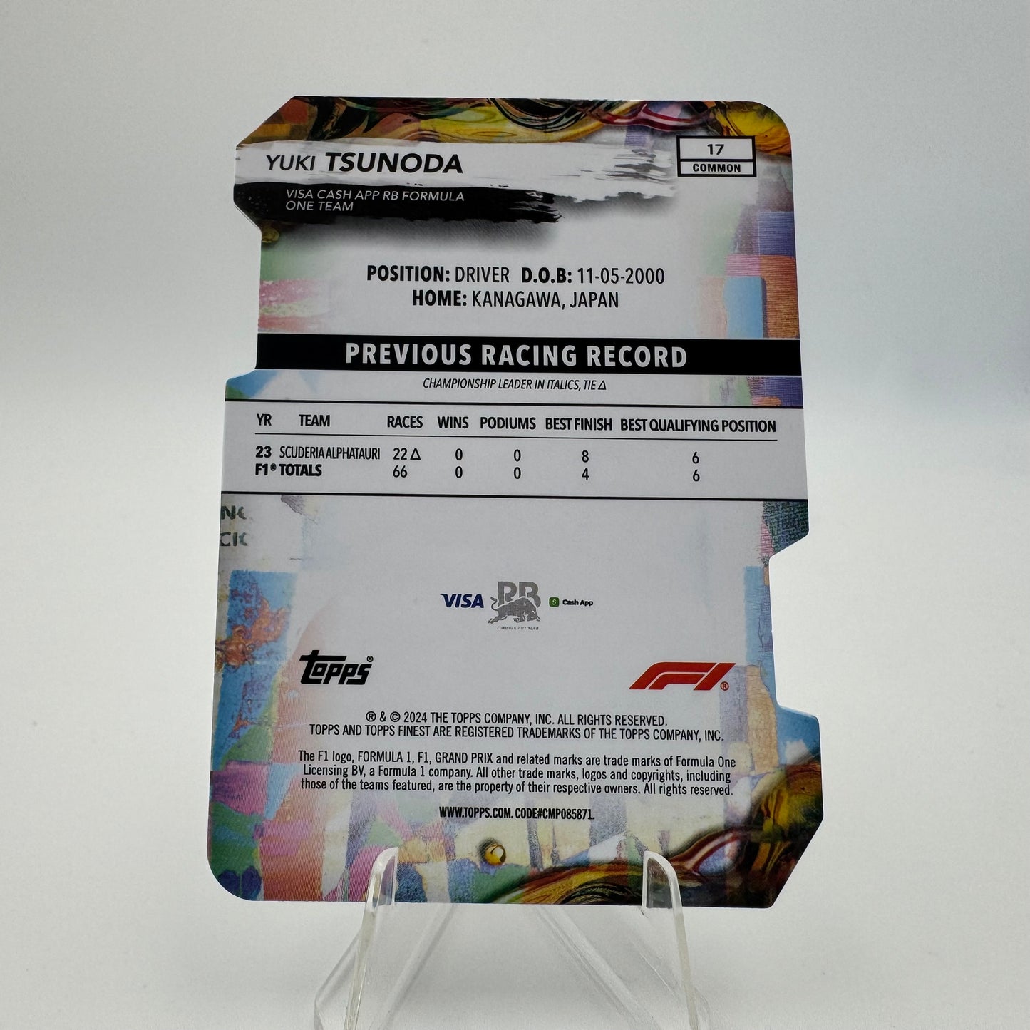 Yuki Tsunoda - Visa Cash APP RB - Topps Finest F1 2024 - Die Cut 10/99