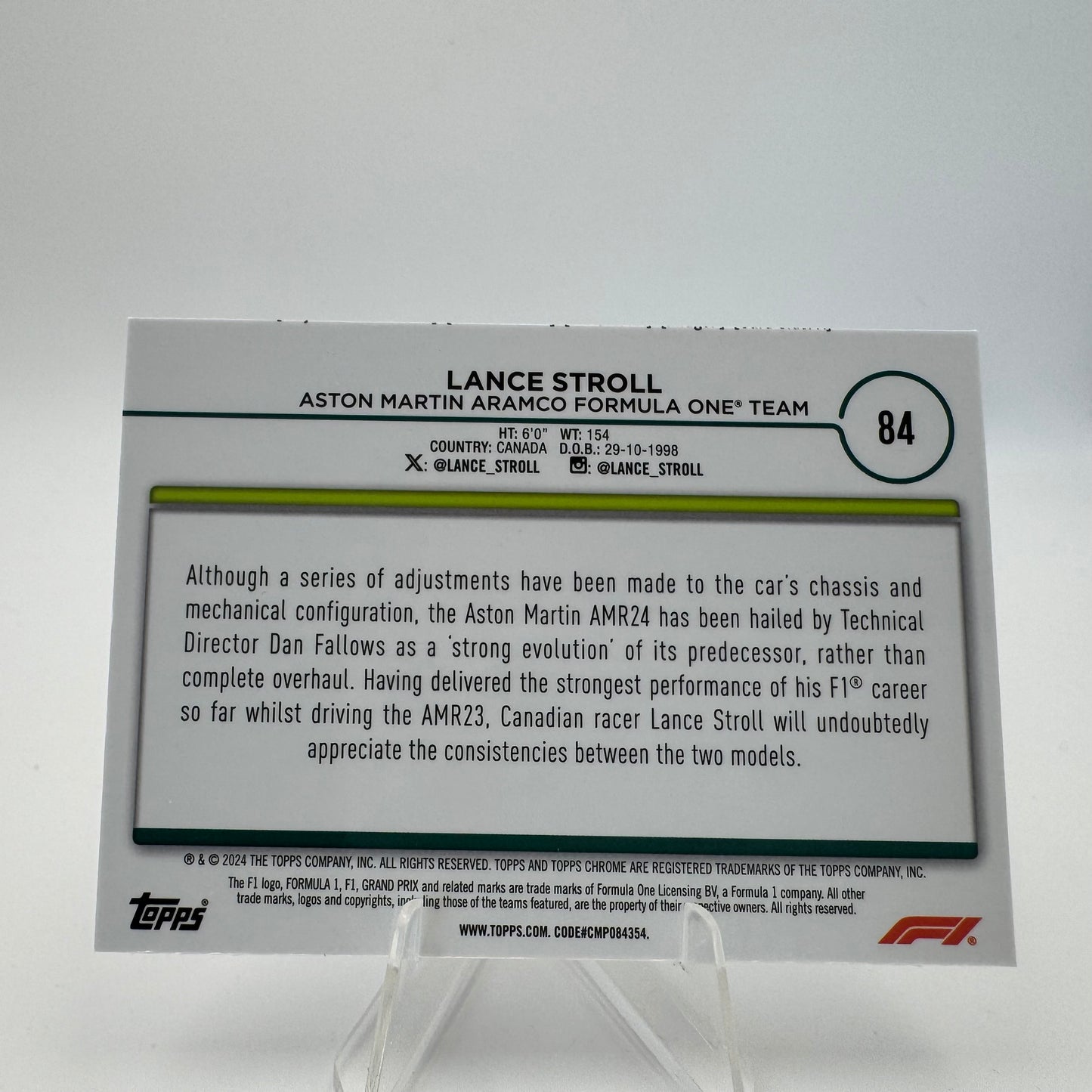 Lance Stroll - Aston Martin - Topps Chrome F1 2024 - 189/225