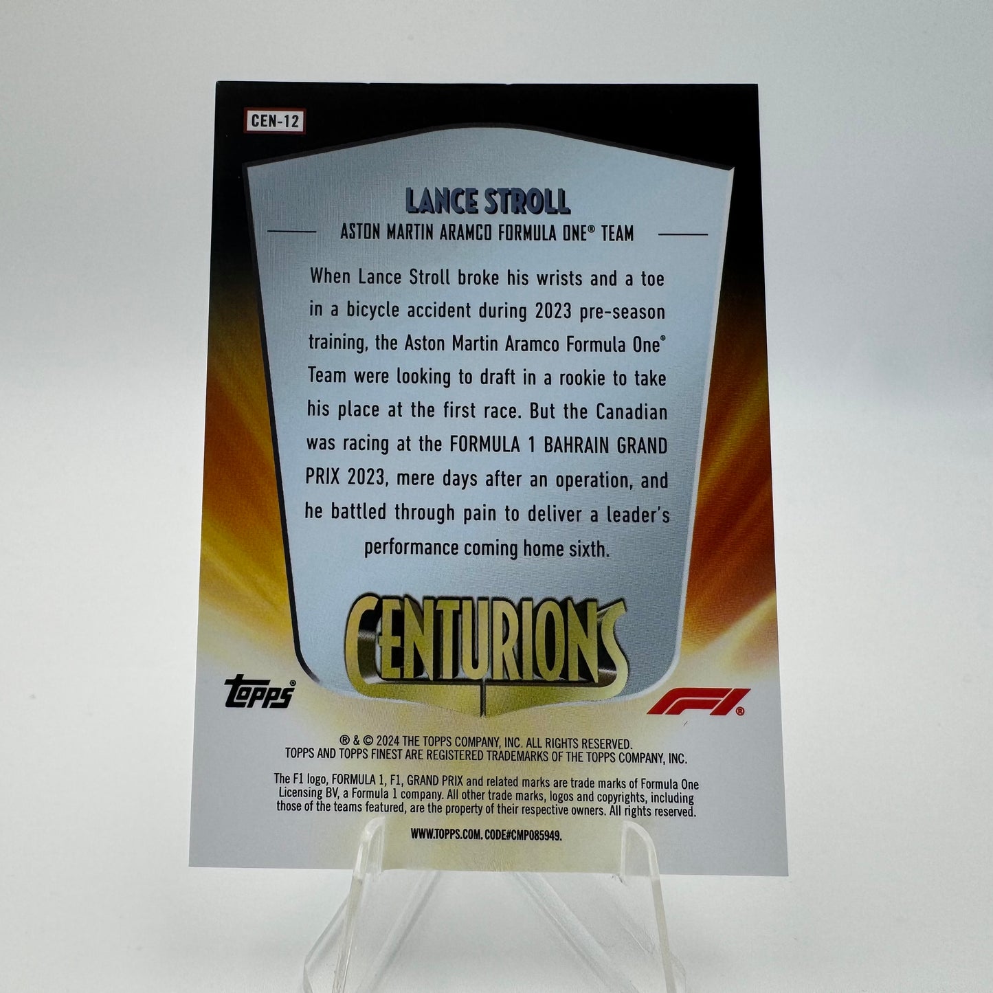 Lance Stroll - Aston Martin - Topps Finest F1 2024 - Case Hit Centurions