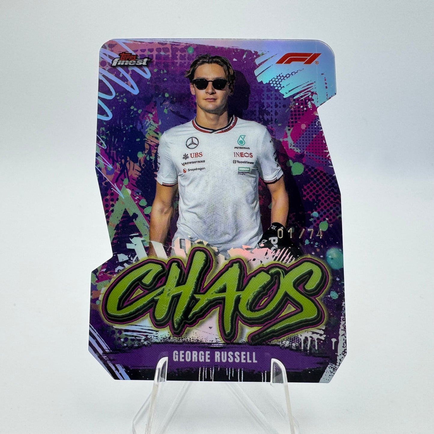 George Russell - Mercedes - Topps Finest F1 2024 - Die Cut Chaos 01/74