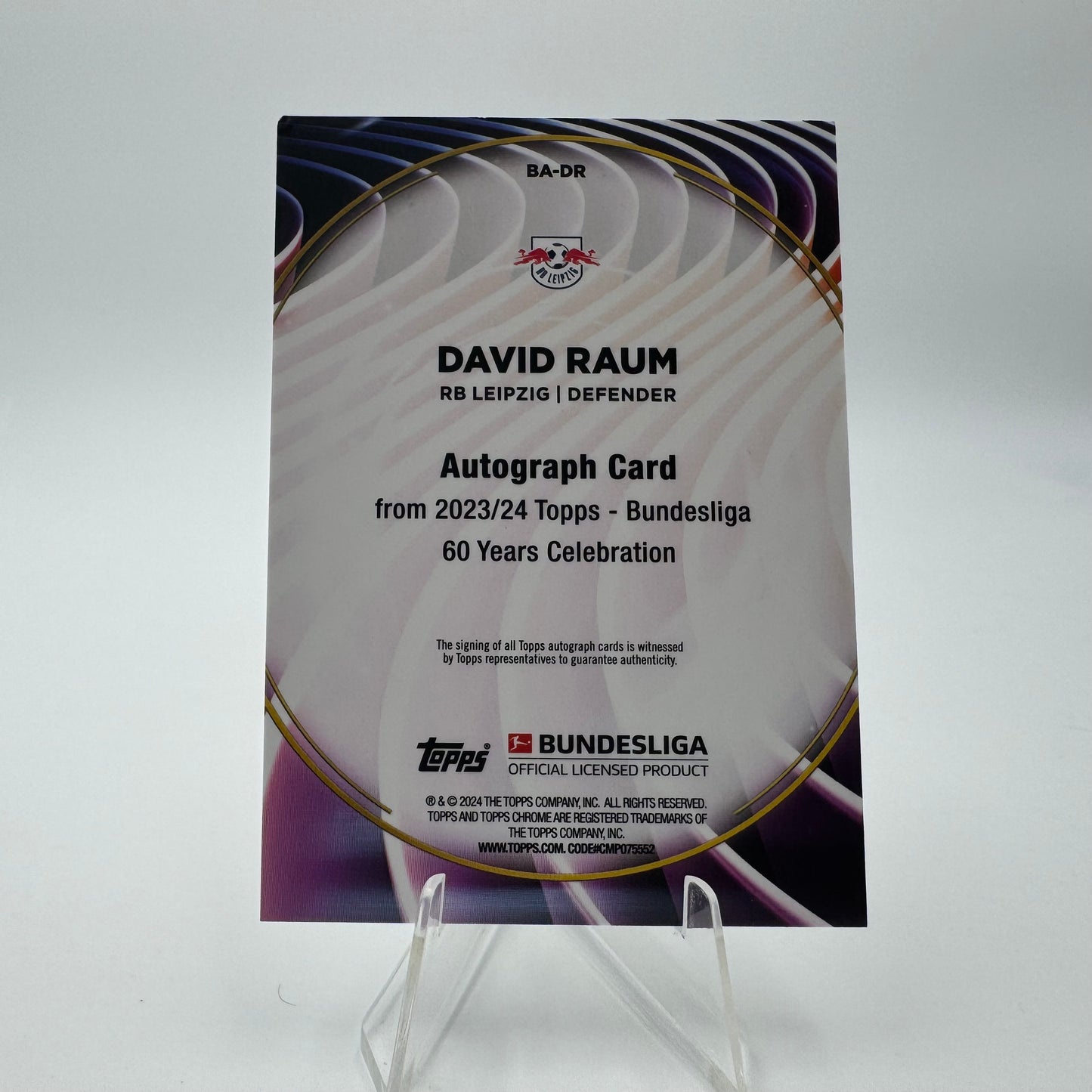 David Raum - RB Leipzig - Topps Bundesliga 60 Years Collection - Auto - 45/60
