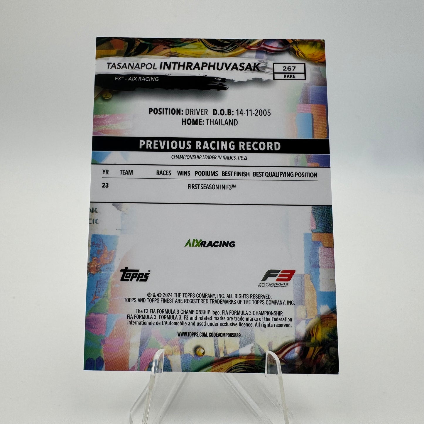 Tasanapol Inthraphuvasak - Aix Racing - Topps Finest F1 2024 - 07/10