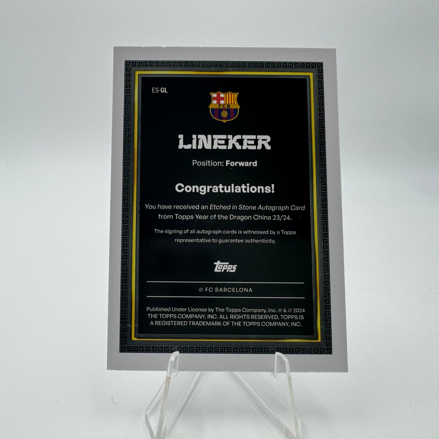 Lineker - FC Barcelona - Topps Year of the Dragon China 23/24 - Auto - 22/25
