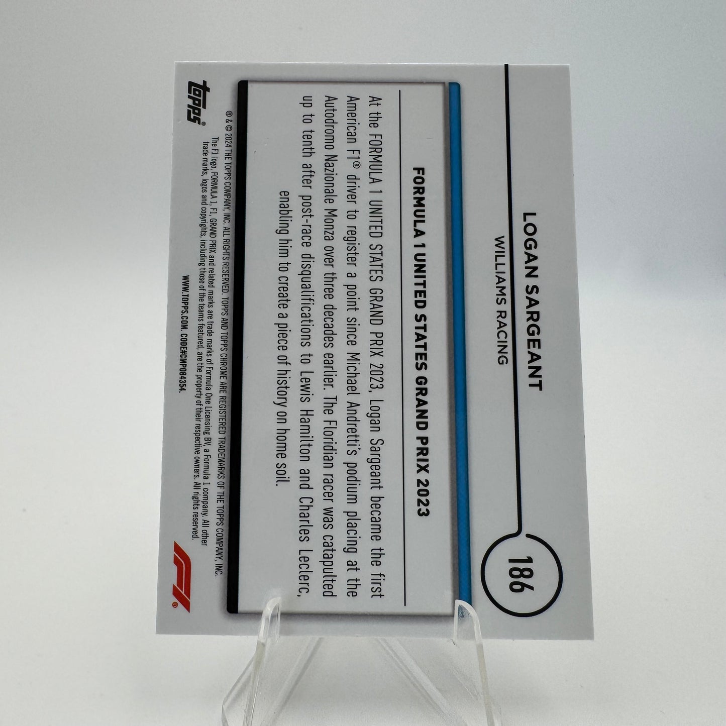 Logan Sargeant - Williams - Topps Chrome F1 2024 - 04/50