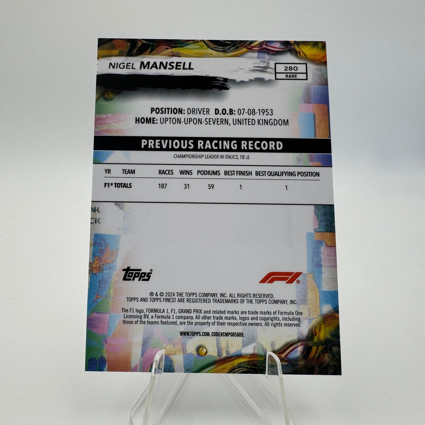 Nigel Mansell - Topps Finest F1 2024 - 16/20