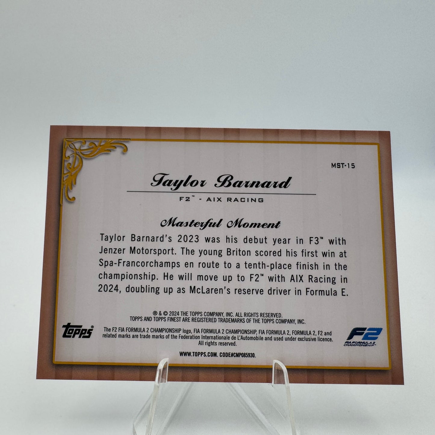 Taylor Barnard - Aix Racing - Topps Finest F1 2024 - 06/25