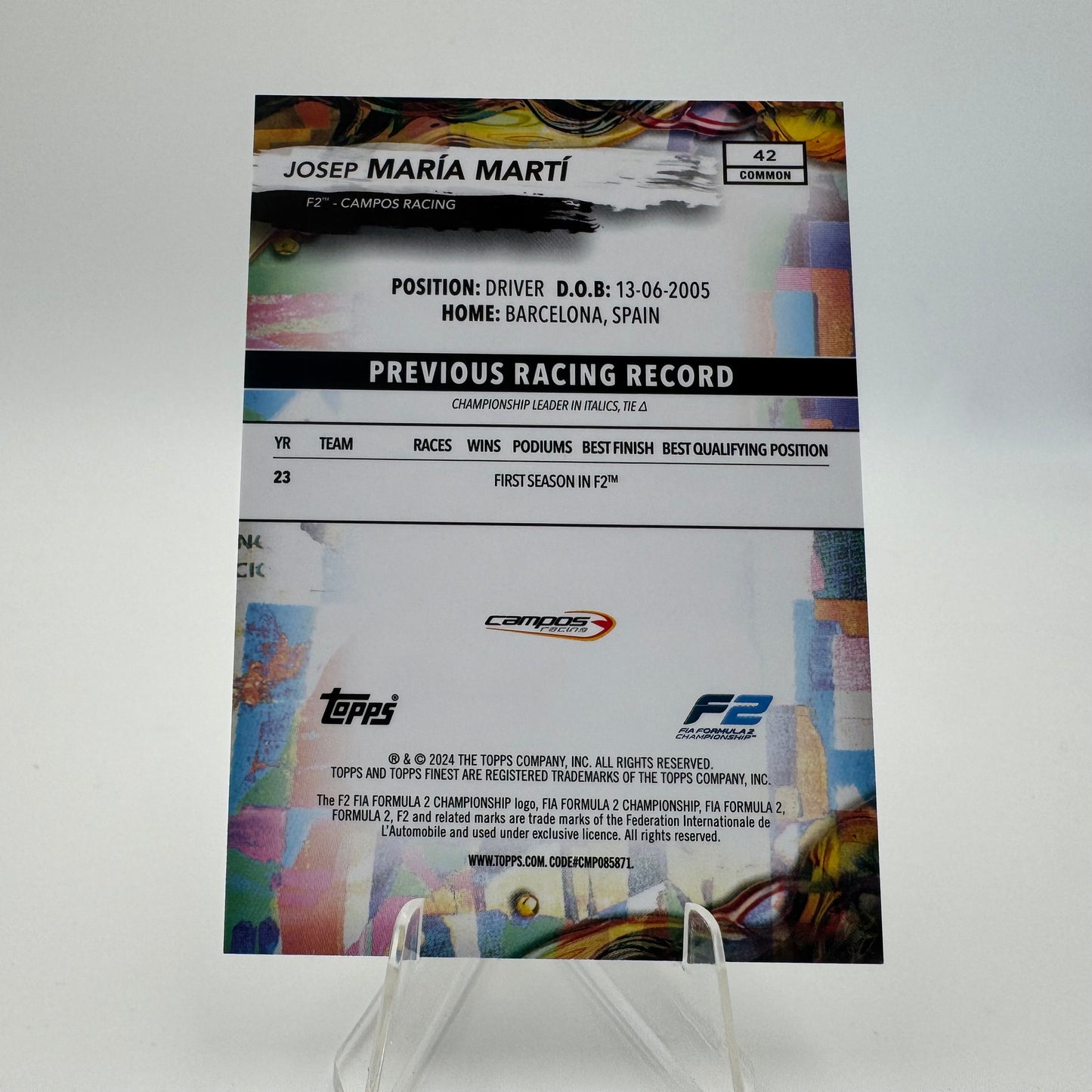 Josep Maria Marti - Campos Racing - Topps Finest F1 2024 - 14/50