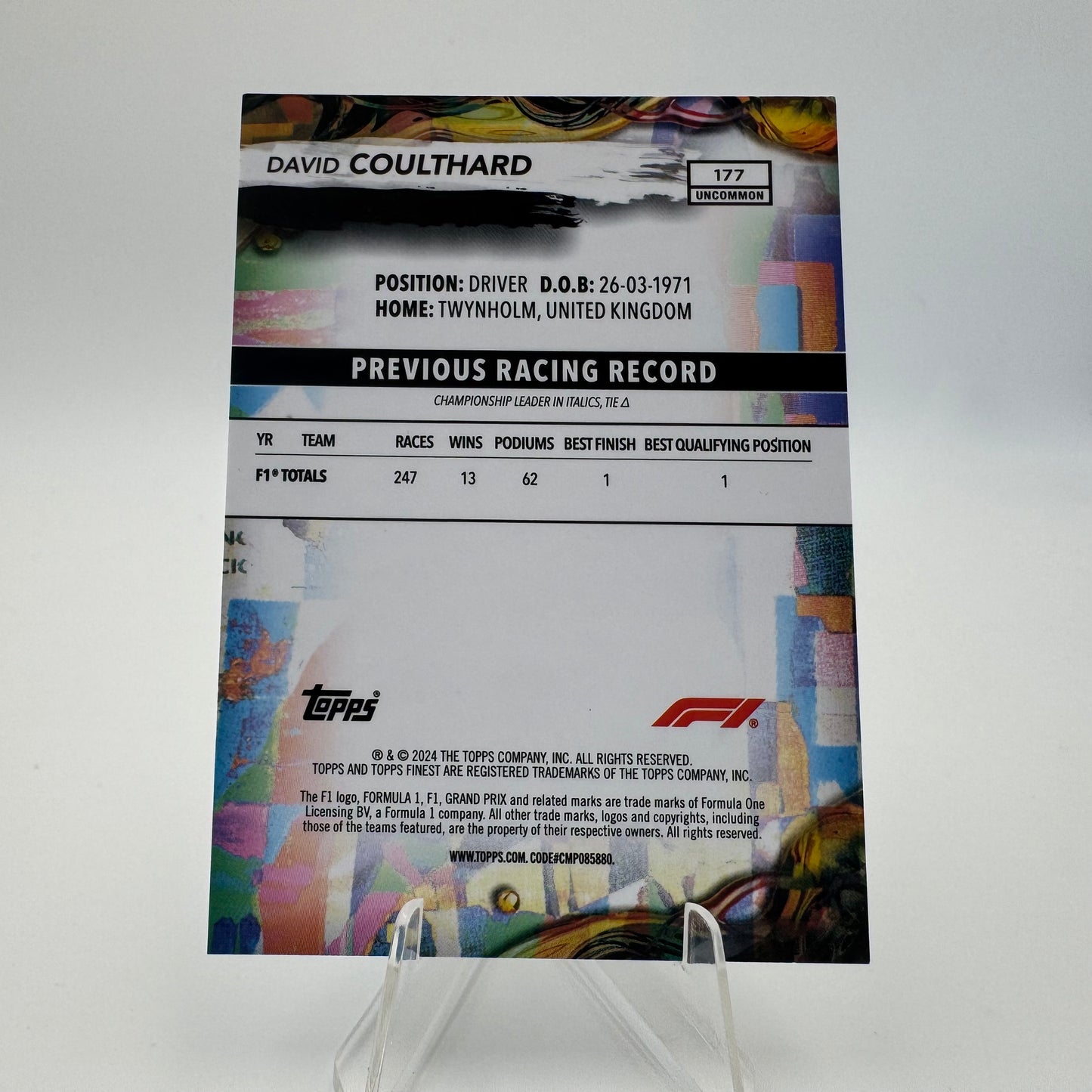 David Coulthard - Topps Finest F1 2024 - 008/150