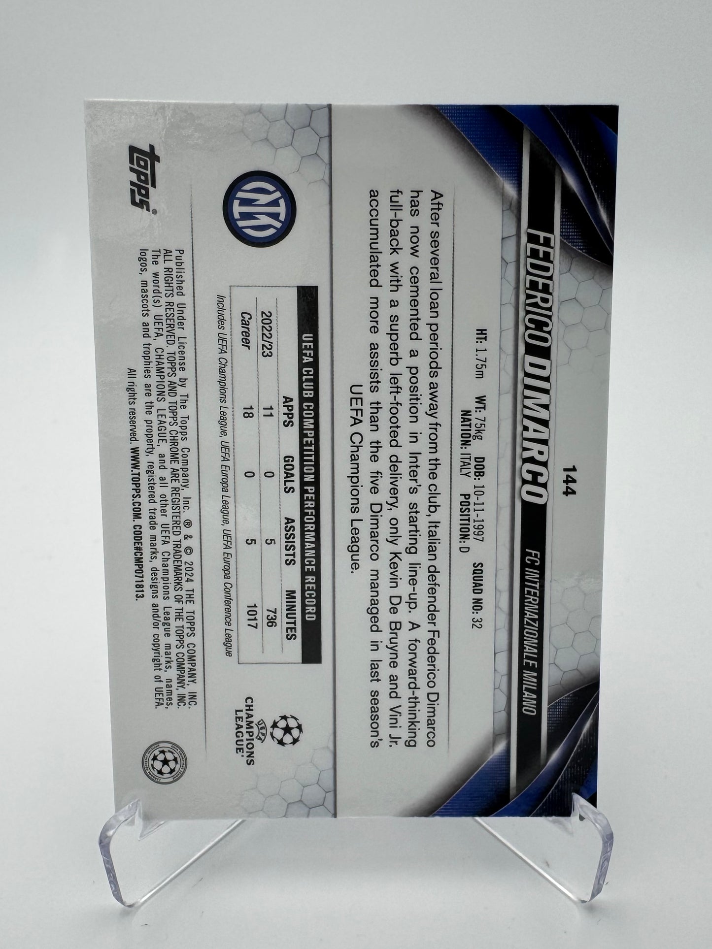 Federico Dimarco - FC Internazionale Milano - Topps Chrome UCC 2024 - 193/299