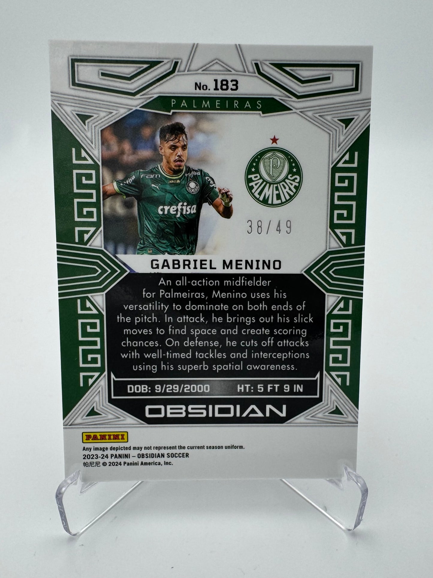 Gabriel Menino RC - Palmeiras - Panini Obsidian 23/24 - 38/49