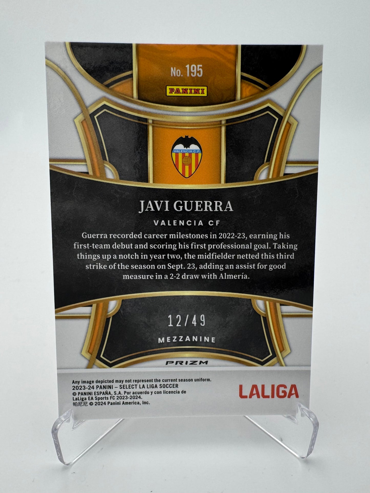 Javi Guerra RC - Valencia CF - Panini Select La Liga 23/24 - 12/49