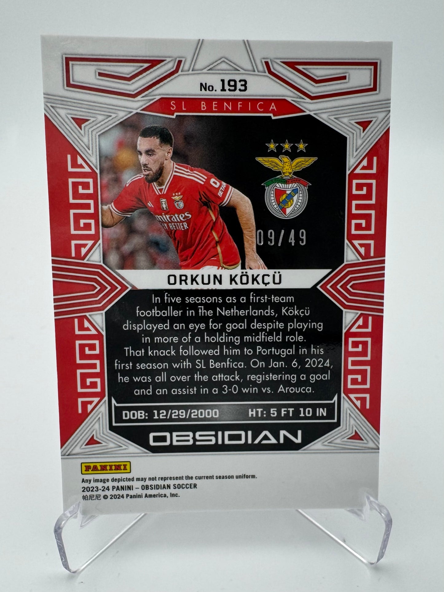 Orkun Kokcu - SL Benfica - Panini Obsidian 23/24 - 09/49