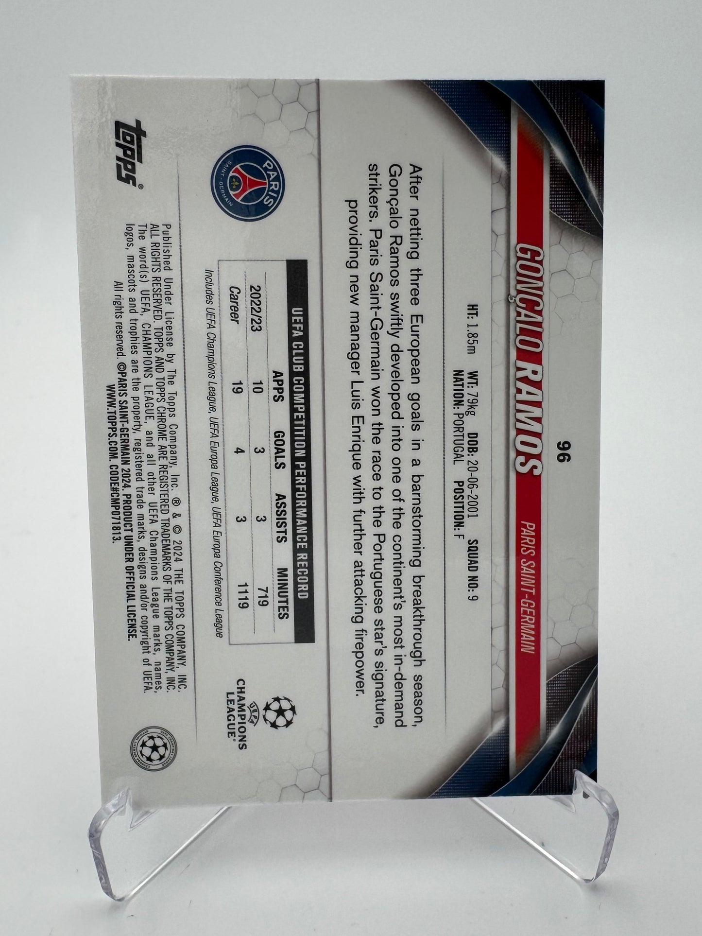 Gonçalo Ramos - Paris Saint Germain - Topps Chrome UCC 2024 - 043/250