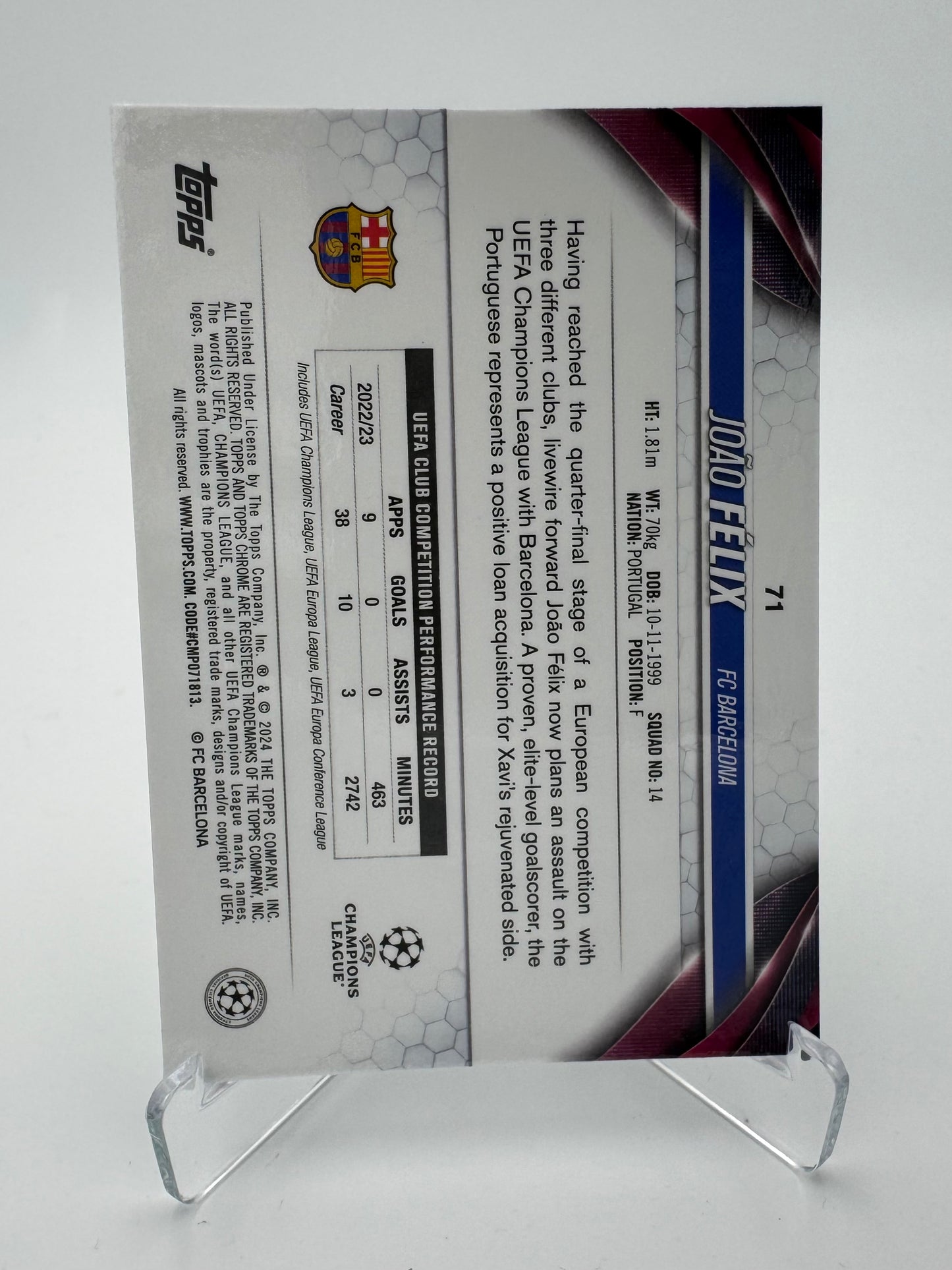 Joao Felix - FC Barcelona - Topps Chrome UCC 2024 - 207/399