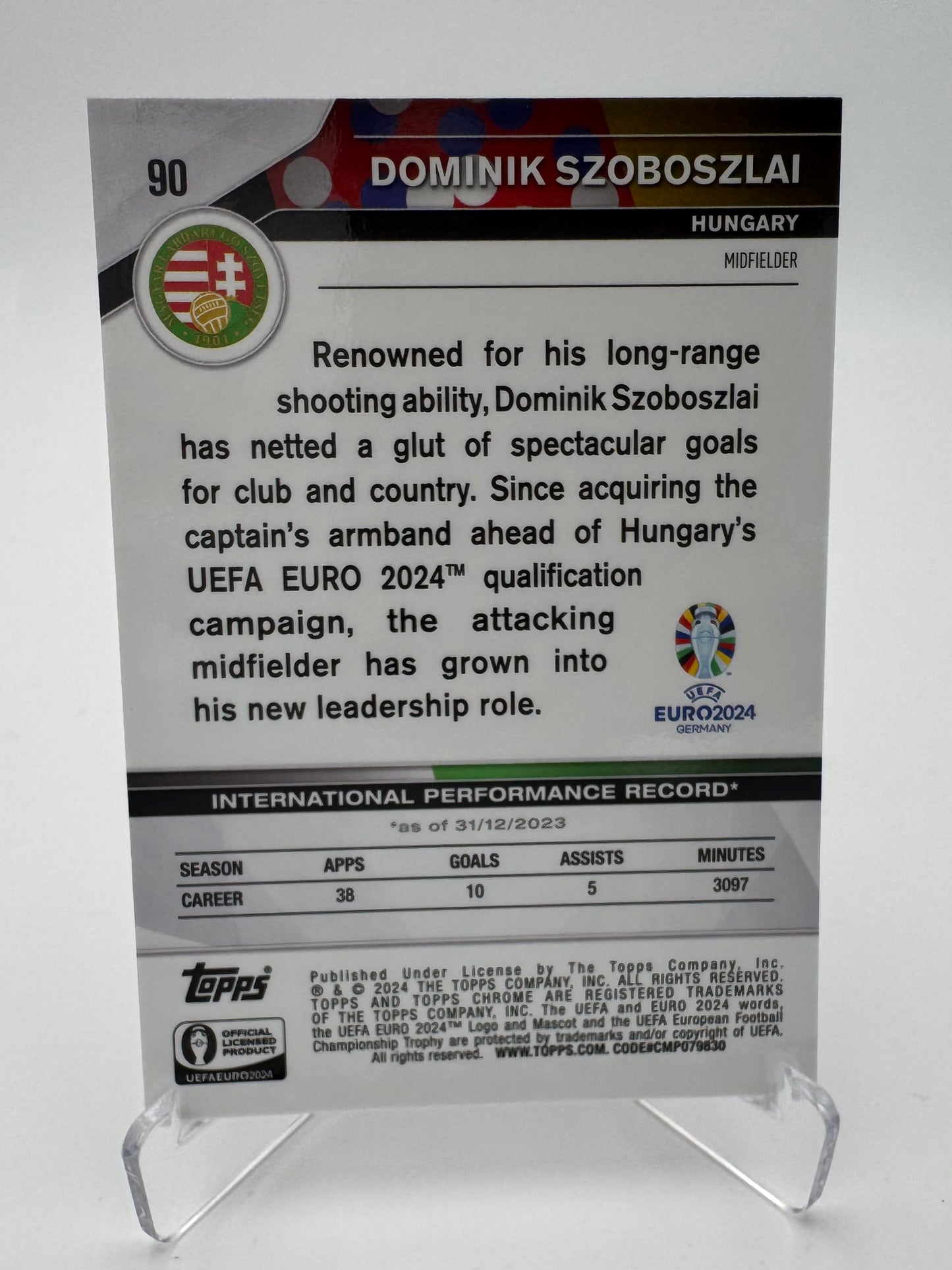 Dominik Szoboszlai - Hungary - Topps Chrome Sapphire Euro 2024 - 30/50