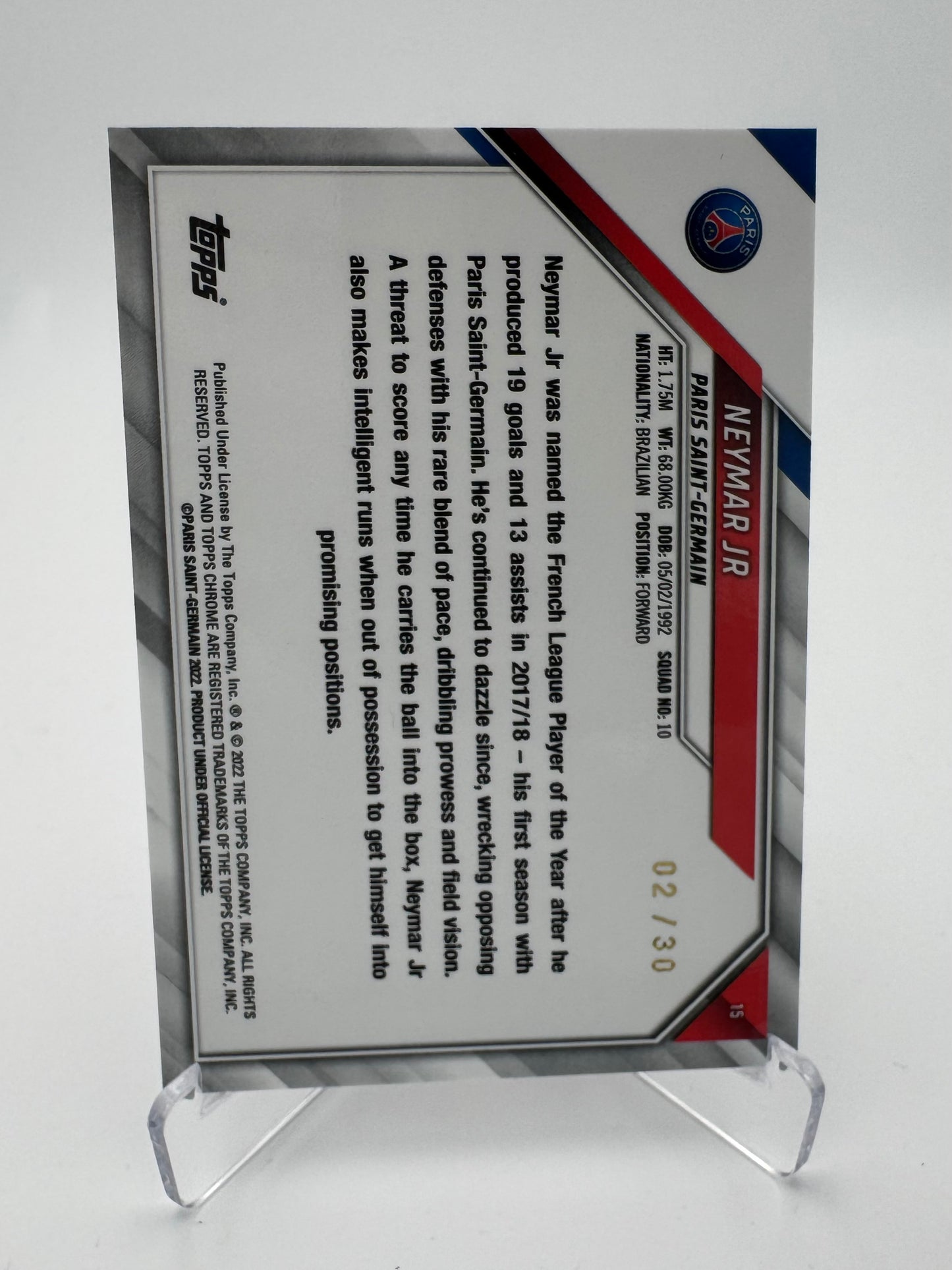 Neymar JR - Paris Saint Germain - PSG CHROME SET 2022 - 02/30