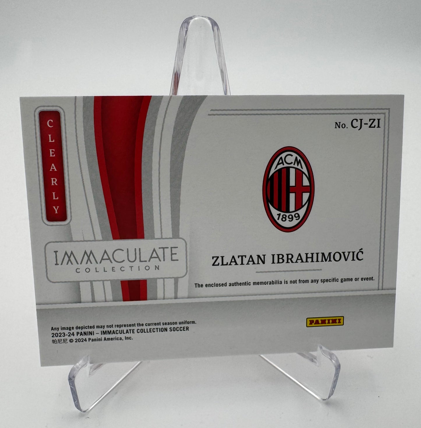 Zlatan Ibrahimovic - AC Milan - Panini Immaculate 23/24 - Relic Clearly - 06/99