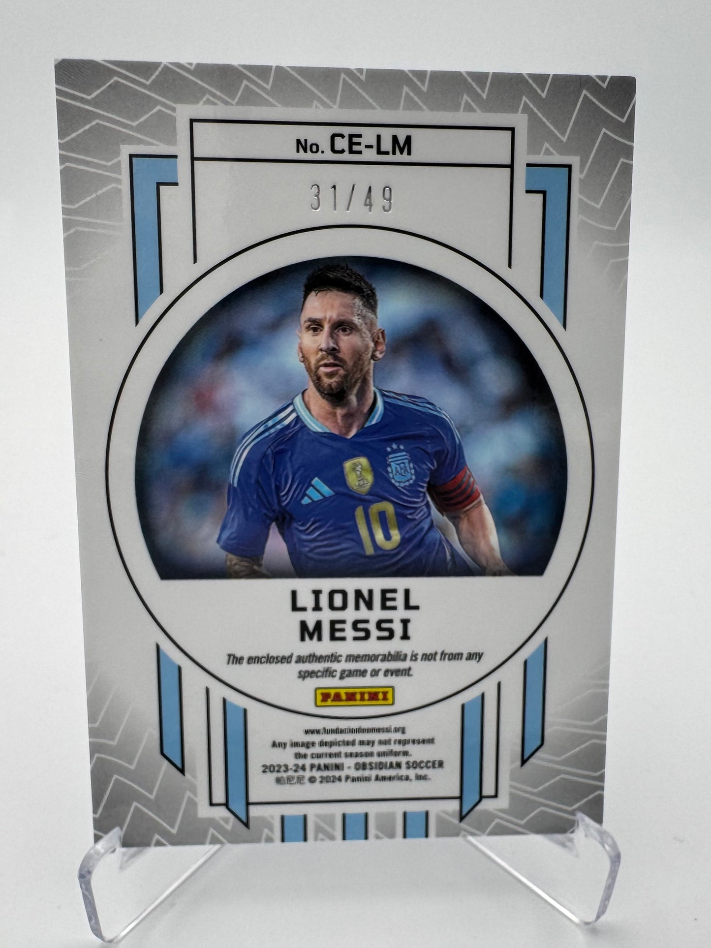 Lionel Messi đ- Argentina - Panini Obsidian 23/24 - Dual Relic - Cutting Edge - 31/49