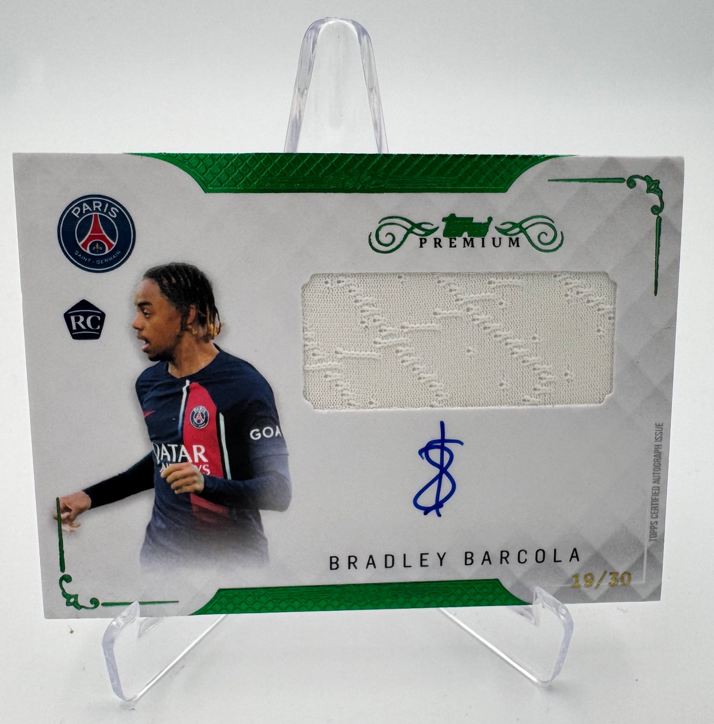 Bradley Barcola RC - Paris Saint Germain - Topps Premium PSG 2024 - Auto/Relic - 19/30