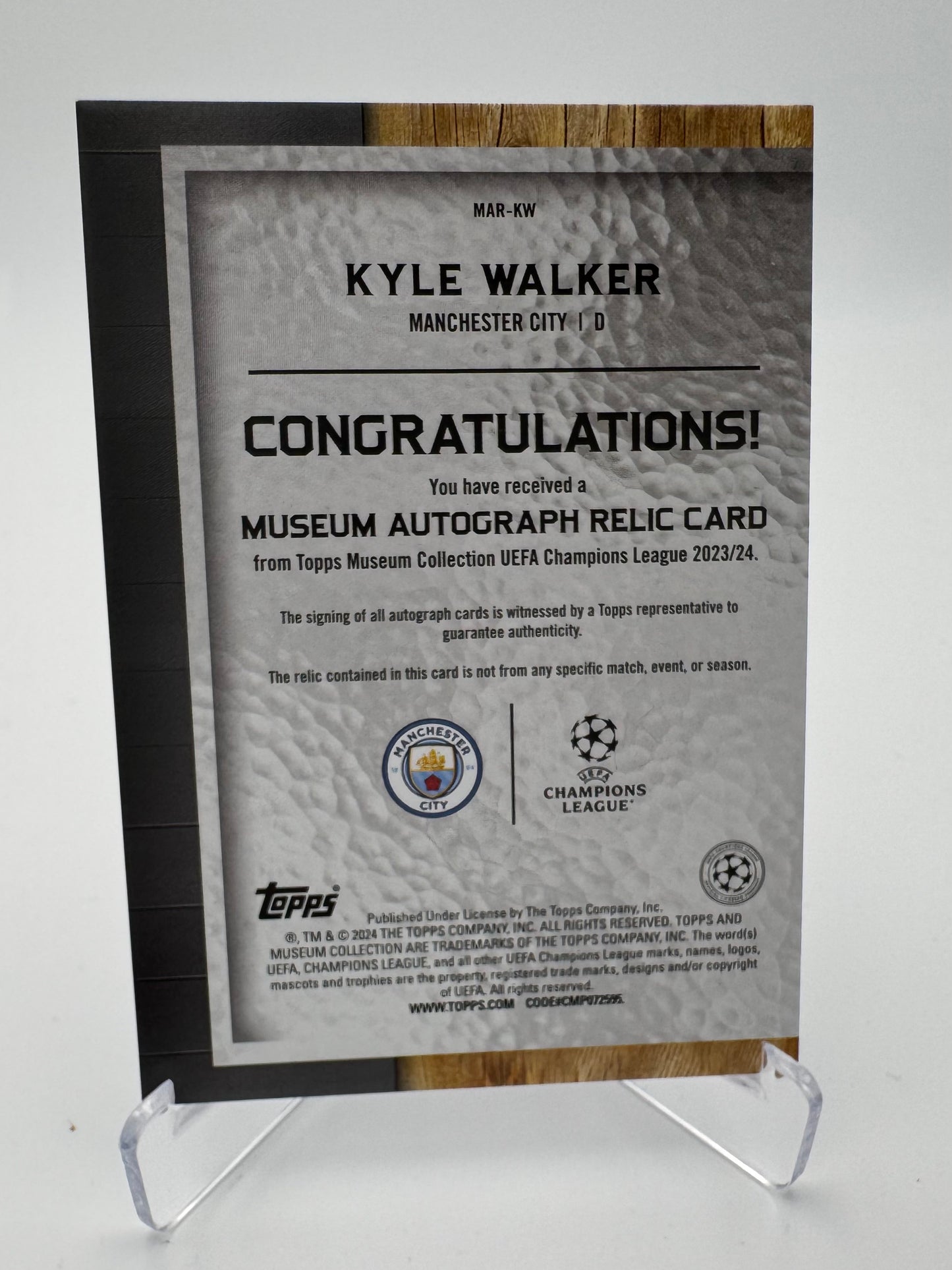 Kyle Walker - Manchester City - Topps Museum 2024 - Auto/Relic - 65/99