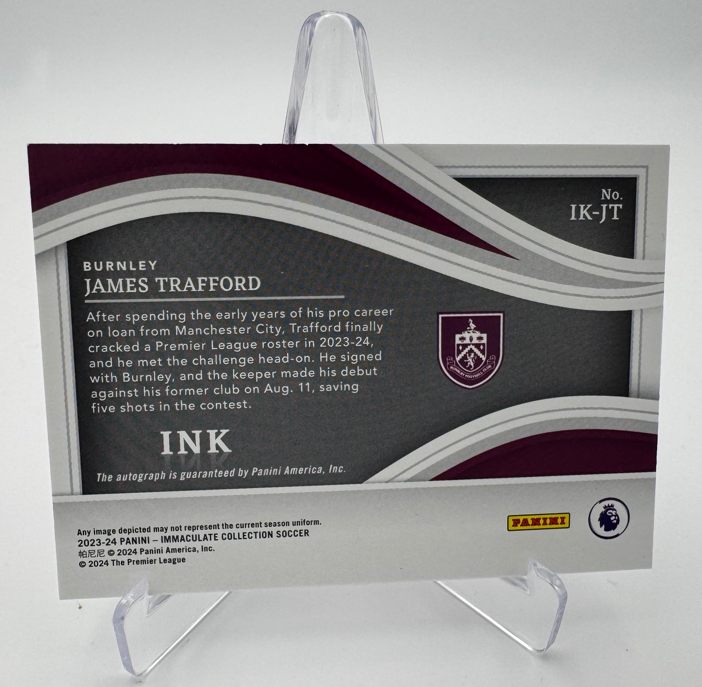 James Trafford RC - Burnley - Panini Immaculate 23/24 - Auto - 36/49