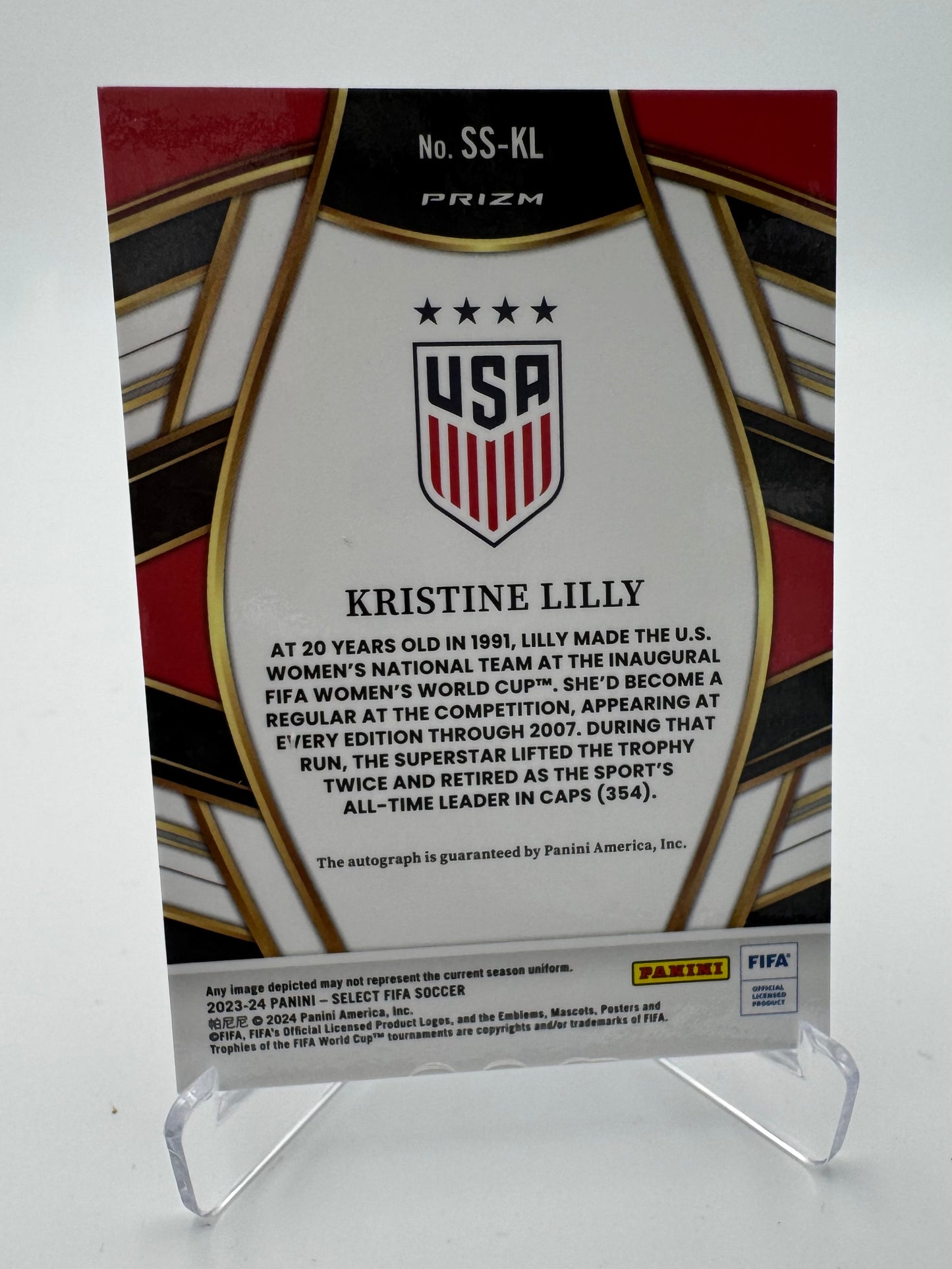 Kristine Lilly - United States - Panini Select FIFA 23/24 - Auto Red Variation