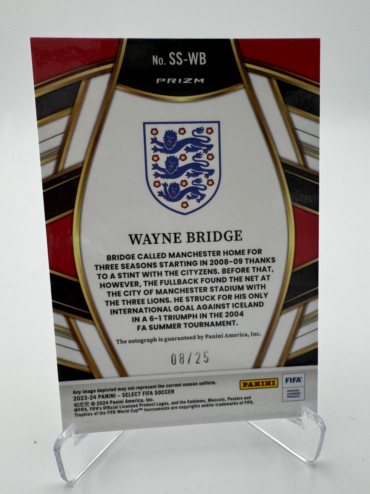 Wayne Bridge - England - Panini Select FIFA 23/24 - Auto - 08/25