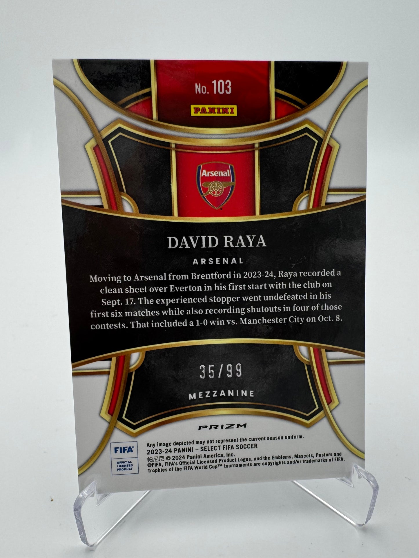 David Raya - Arsenal - Panini Select FIFA 23/24 - 35/99