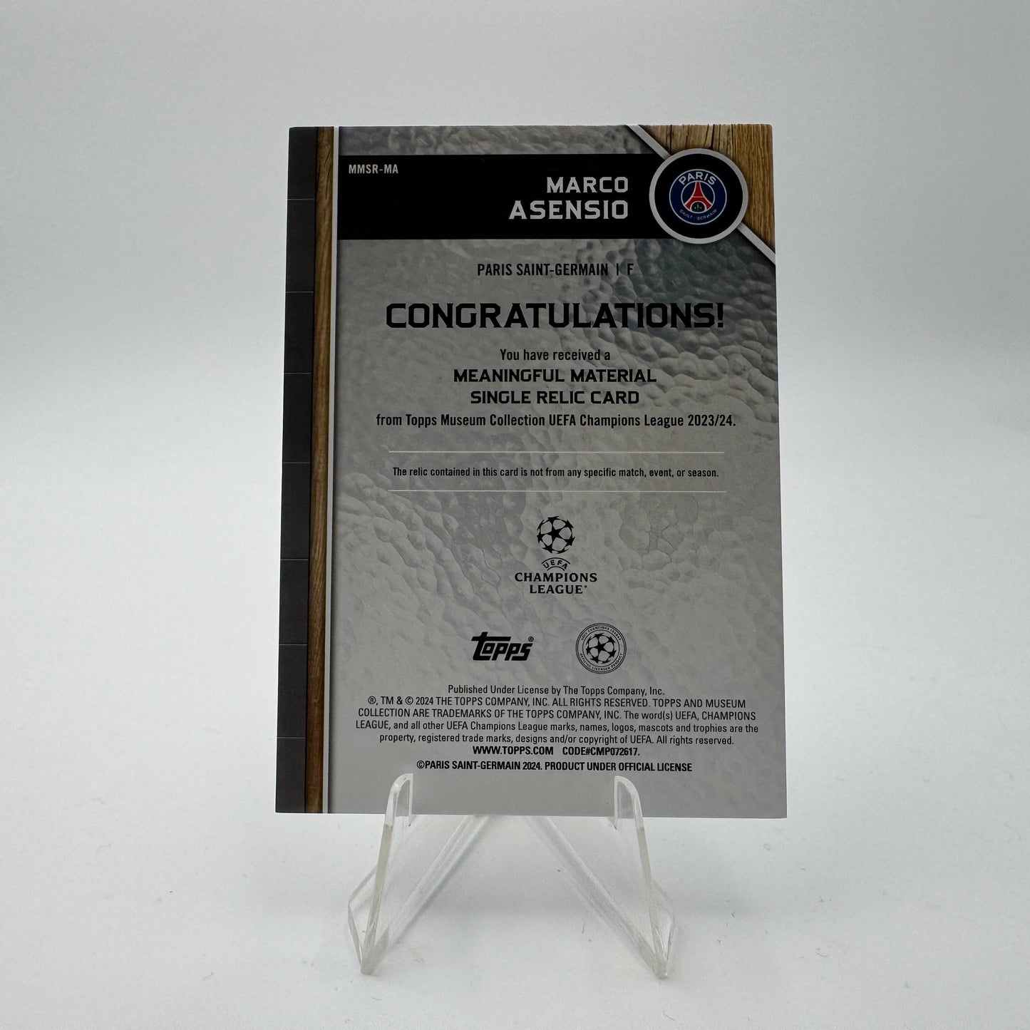 Marco Asensio - Paris Saint Germain - Topps Museum - Relic - 08/99