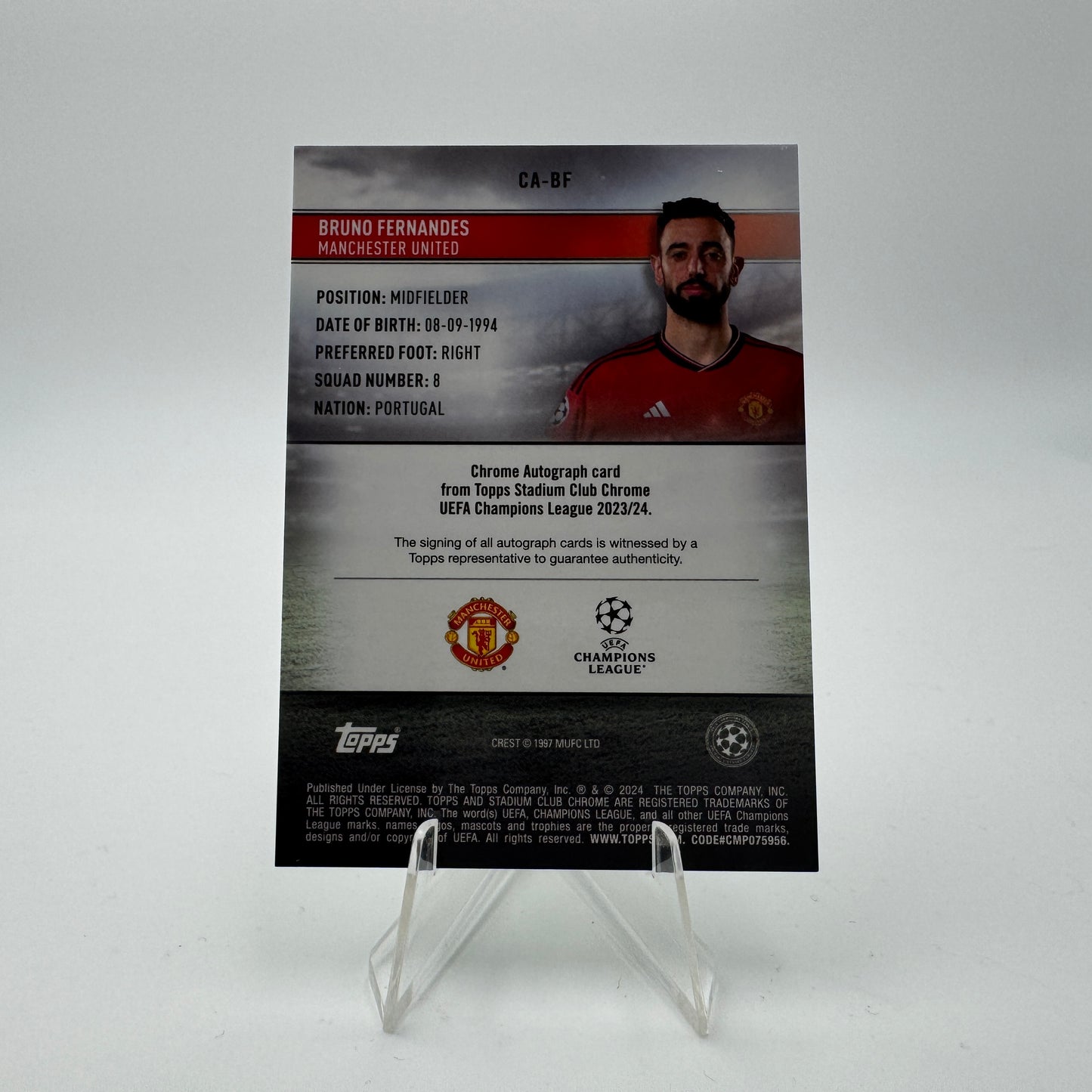 Bruno Fernandes - Manchester United - Topps Stadium Chrome STAMP - Autograph - 18/99