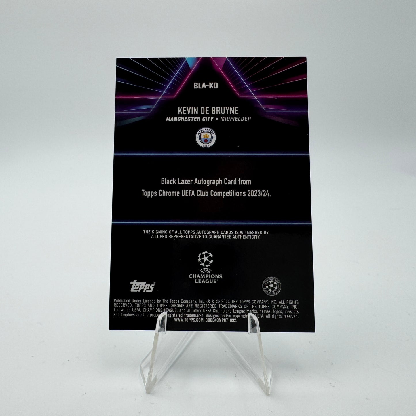 Kevin De Bruyne - Manchester City - Topps Chrome UCC - Autograph Black Lazer - 038/150
