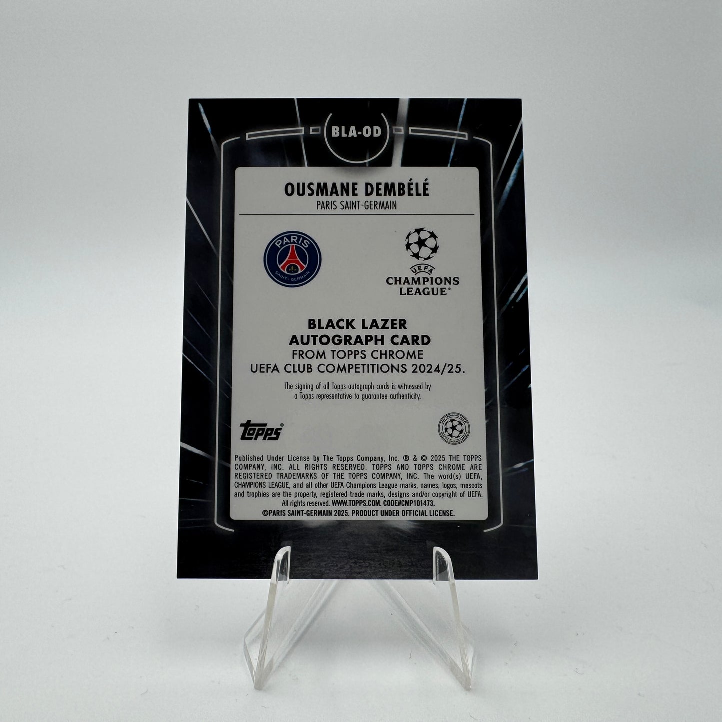Ousmane Dembele - Paris Saint Germain - Topps Chrome UCC - Autograph Black Lazer 3/5