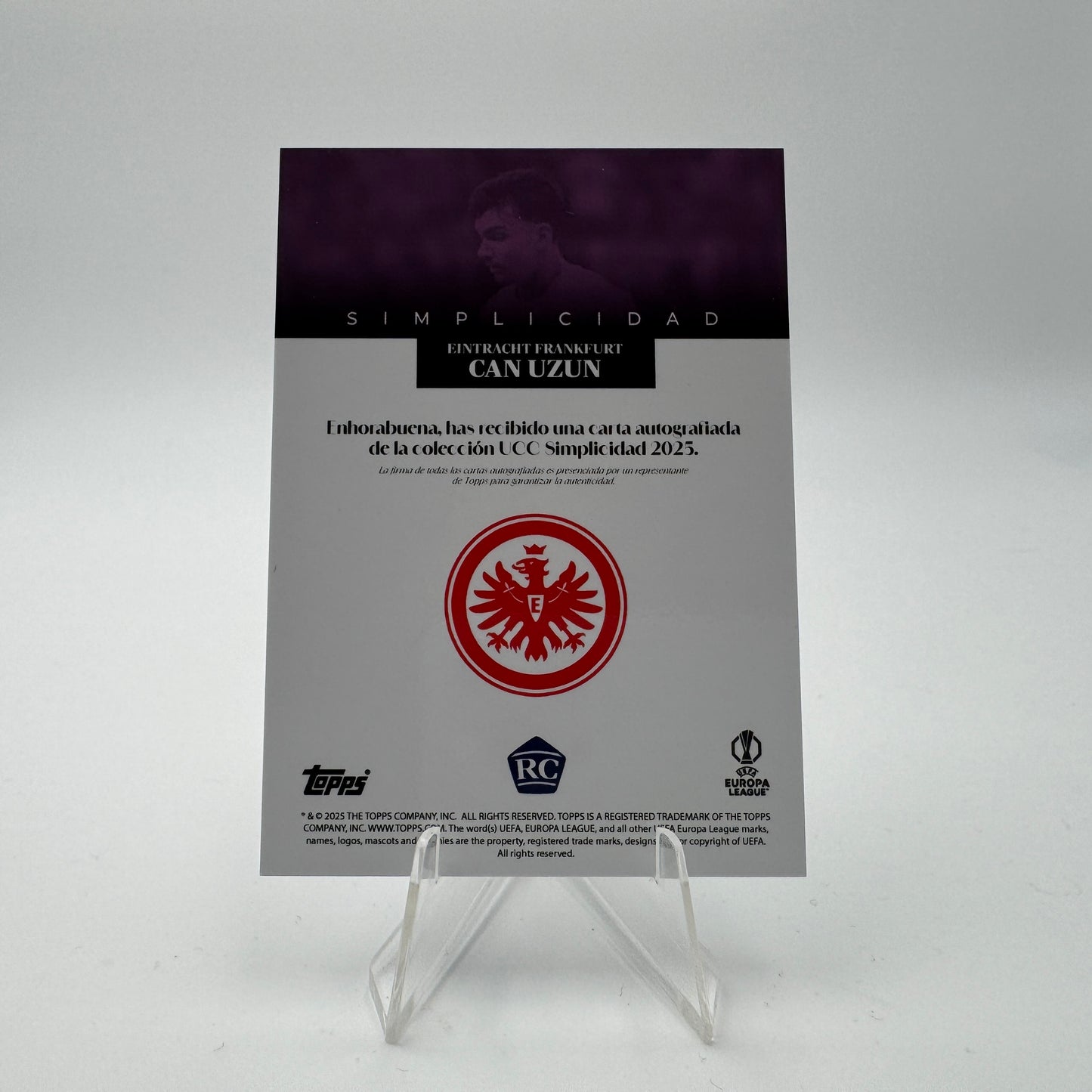 Can Uzun RC - Eintracht Frankfurt - Topps Simplicidad - Autograph 06/25