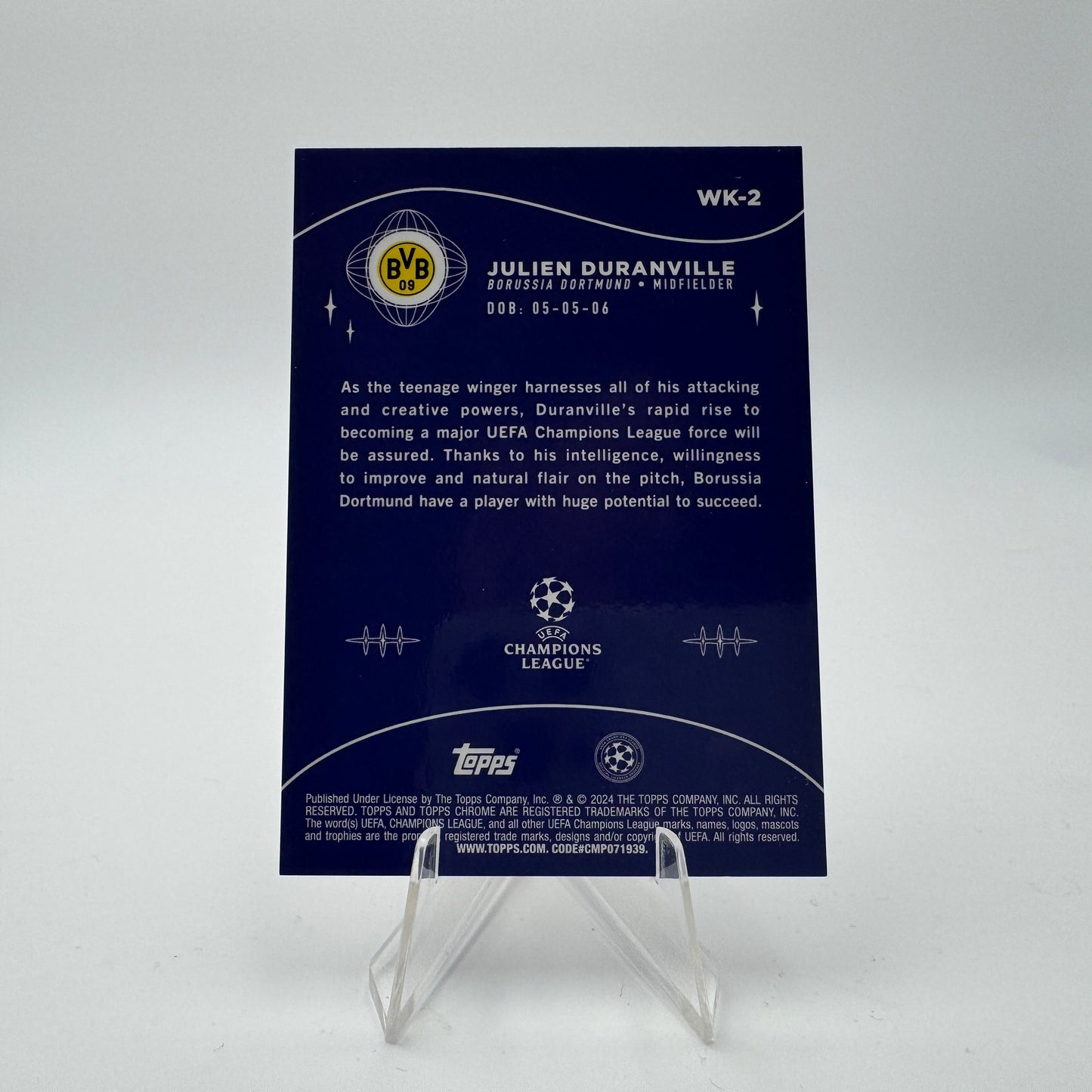 Julien Duranville RC - Borussia Dortmund - Topps Chrome UCC - Wonderkids 04/25