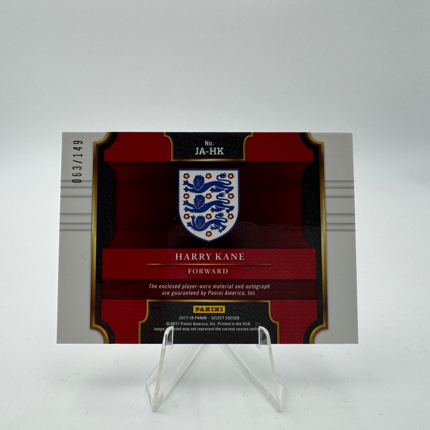 Harry Kane - England - Panini Select 2017/18 - Autograph Relic 063/149