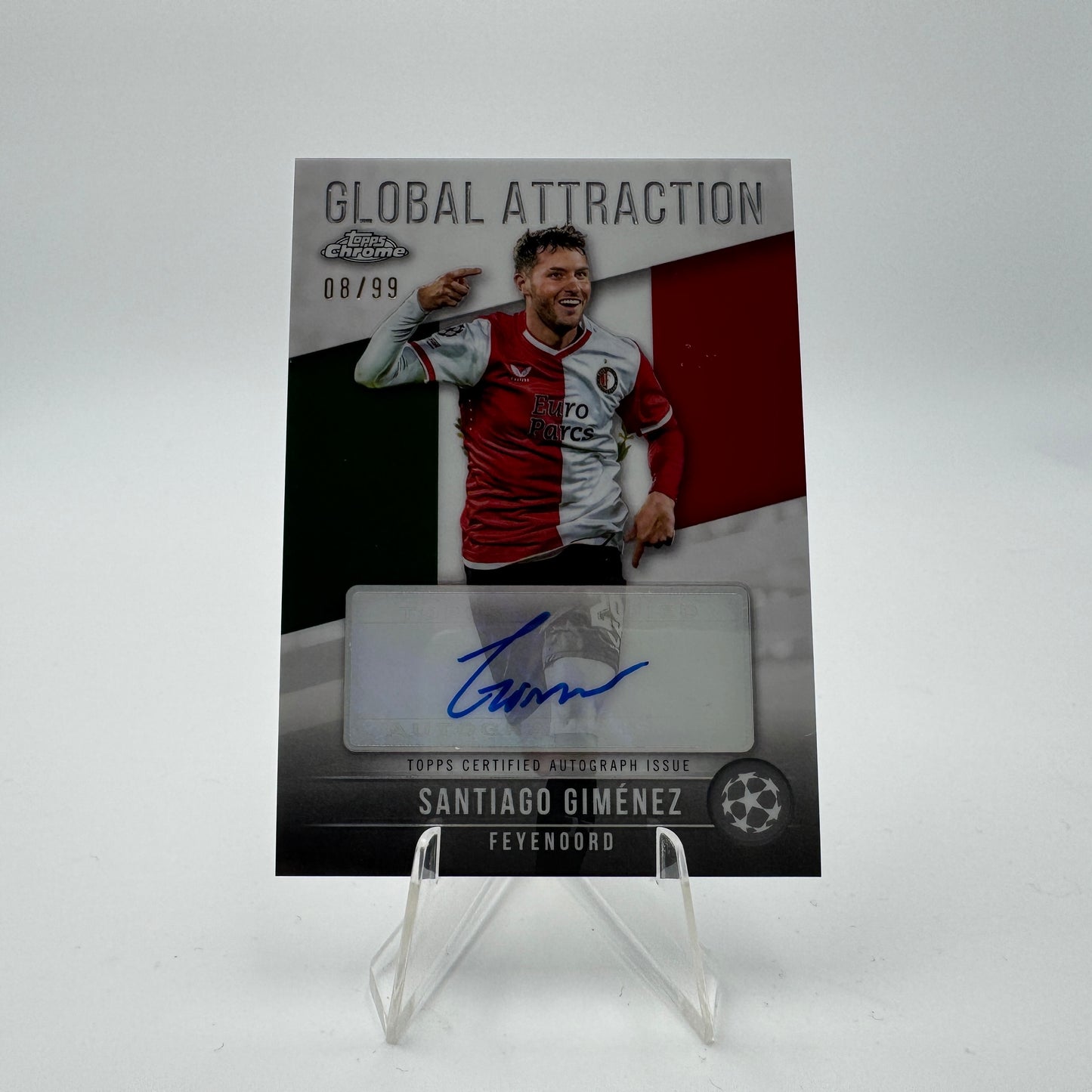 Santiago Gimenez - Feyenoord - Topps Chrome UCC 24/25 - Auto Global Attraction 08/99