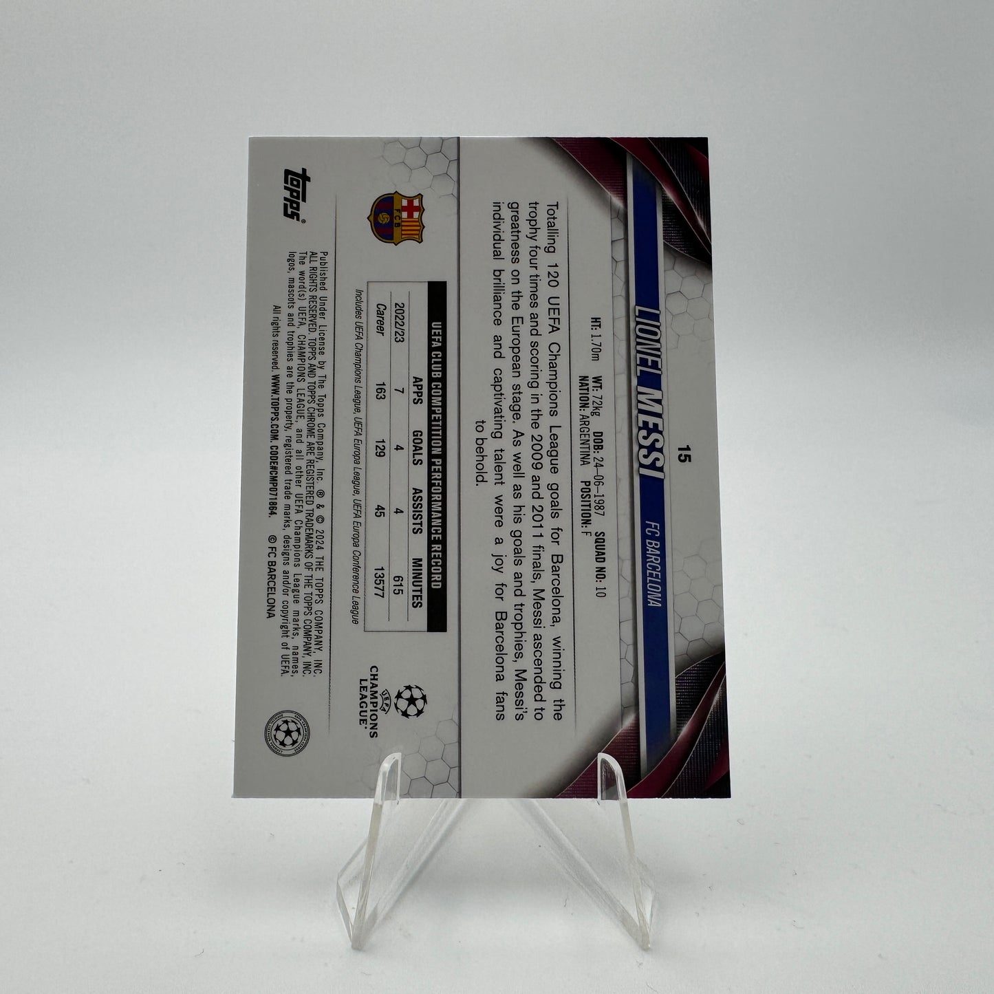 Lionel Messi - FC Barcelona - Topps Chrome UCC 2024 - SSP Legendary